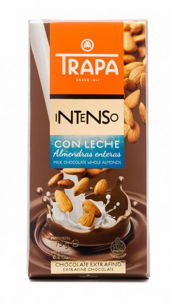 Tablette chocolat au lait, amandes entières <Br>(réf. 002 003 021)